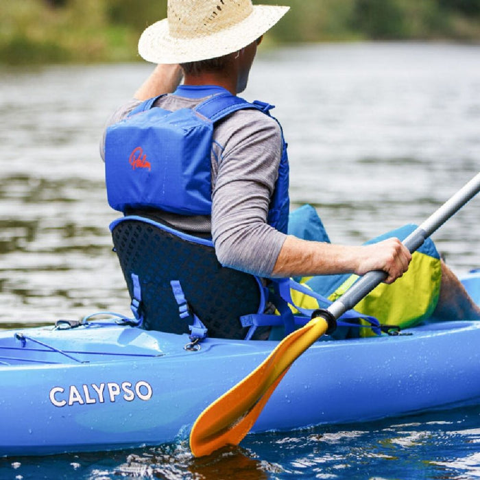 Man wearing Palm Meander Highback Buoyancy Aid on the water
